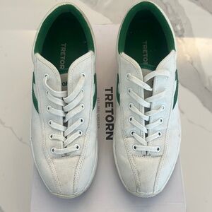 Tretorn White and Green Canvas Sneakers from Bergdorf